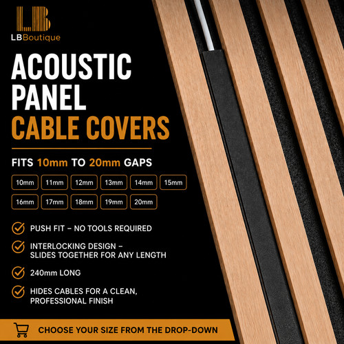 Acoustic slat wall - cable, cover